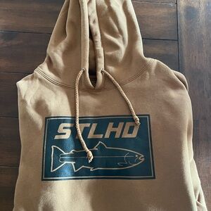 Brown STLHD Hoodie with Fish Graphic